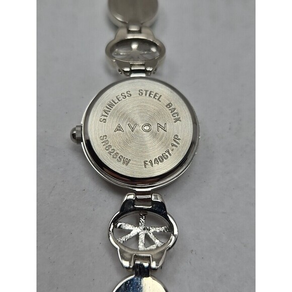Avon Green Cabochon Oval Link Bracelet Watch Silver Tone Quartz New Battery main image 10